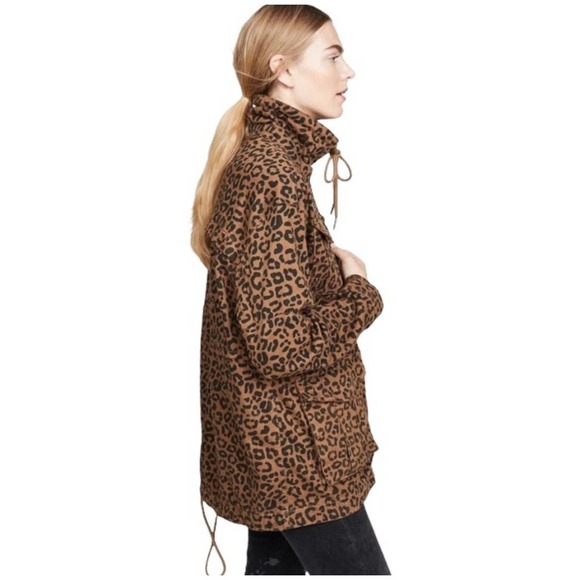 NWT DL1961 Howard Street Leopard Jaguar Utility Jacket Coat Tan Brown Animal - Picture 3 of 14